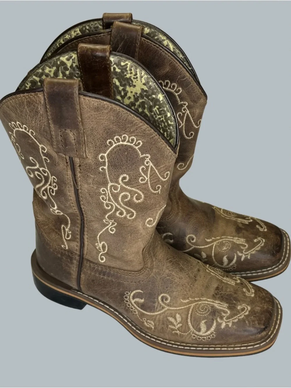 Smoky Mountain Marilyn Girls 2.5R Brown Leather Embroidered Cowboy Boots